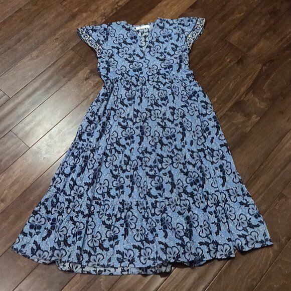 Bindu Blue Floral Maxi Dress SIZE XS - Picture 2 of 8